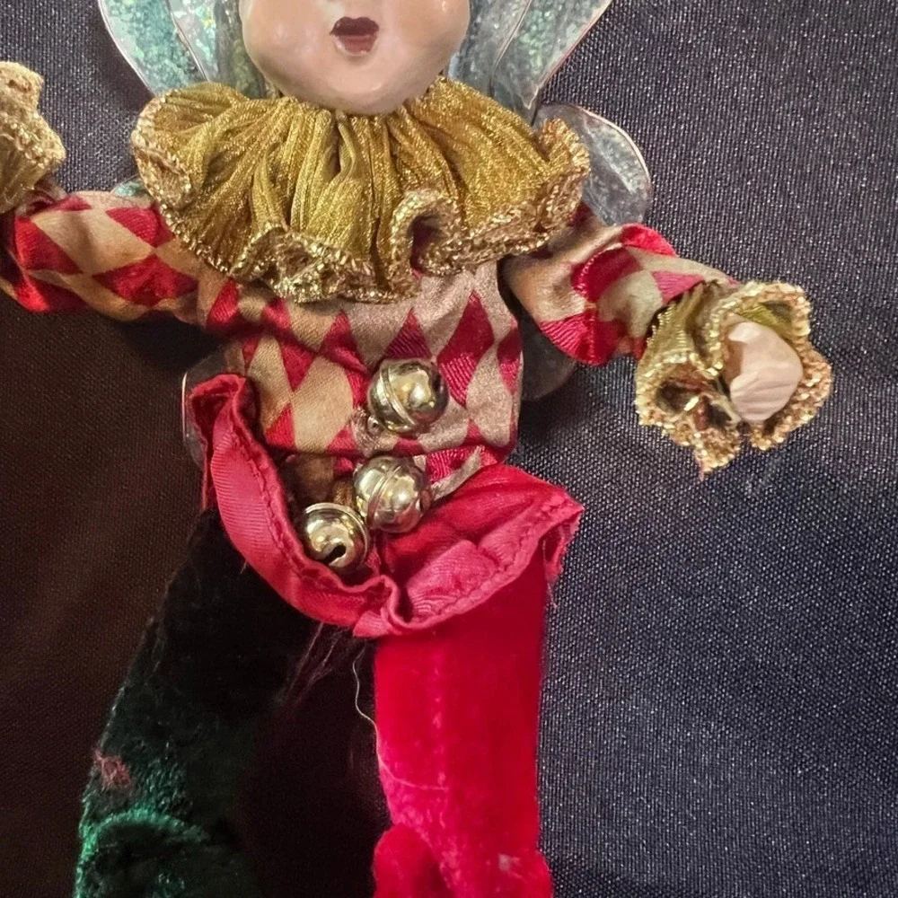 Mark Roberts‎ Christmas Fairy Elf Ornament Harlequin Jester Velvet Wings Decor